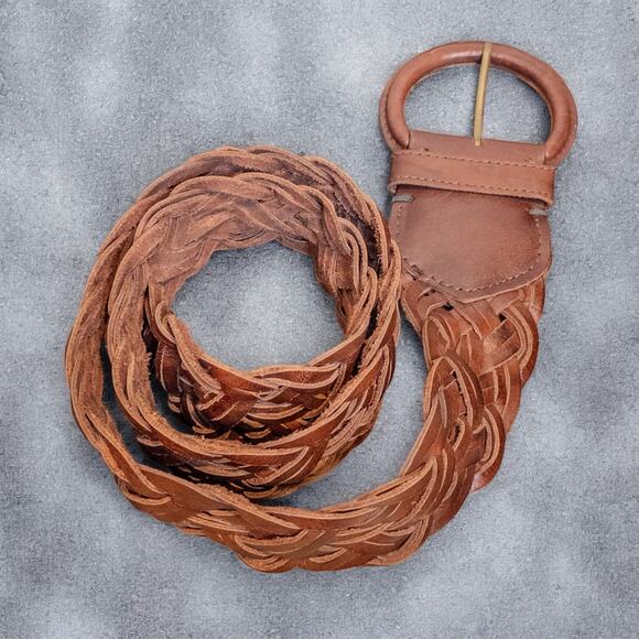 Vintage Y2K Abercrombie & Fitch Brown Braided Leather Belt XS/S main image 5